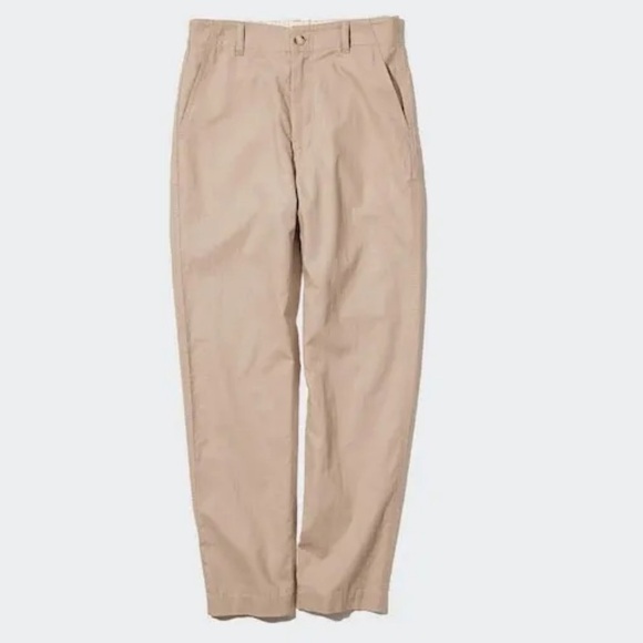Uniqlo Unisex Beige Linen Cotton Blend Tapered Pants Size S 🩵 - Picture 2 of 6